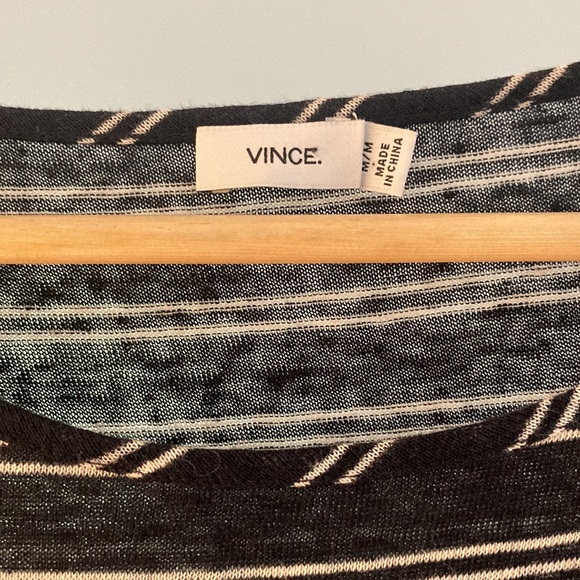 VINCE navy and white linen tank dress size medium - Picture 3 of 9